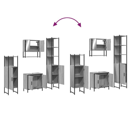 vidaXL 4 Piece Bathroom Furniture Set Grey Sonoma Engineered Wood