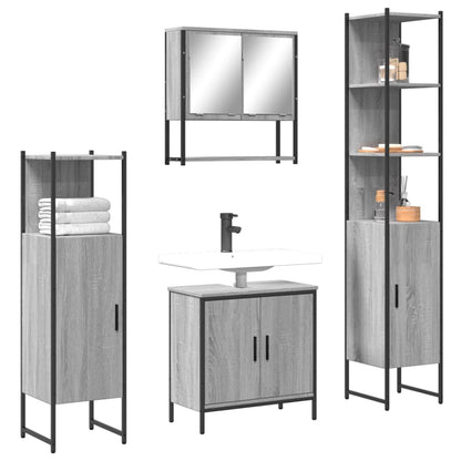 vidaXL 4 Piece Bathroom Furniture Set Grey Sonoma Engineered Wood