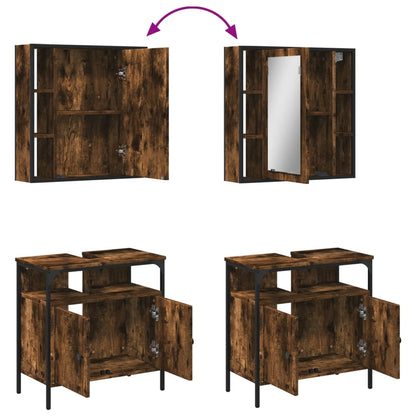 vidaXL 2 Piece Bathroom Furniture Set Smoked Oak Engineered Wood