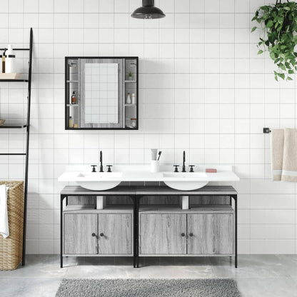 vidaXL 3 Piece Bathroom Cabinet Set Grey Sonoma Engineered Wood