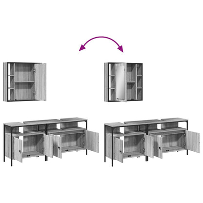 vidaXL 3 Piece Bathroom Cabinet Set Grey Sonoma Engineered Wood