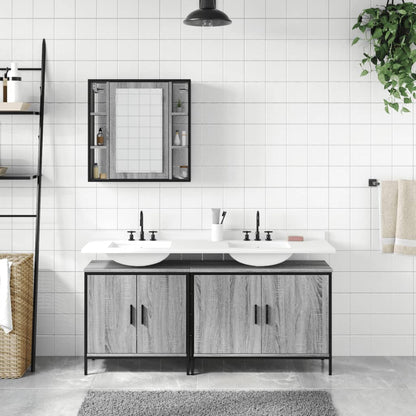 vidaXL 3 Piece Bathroom Cabinet Set Grey Sonoma Engineered Wood