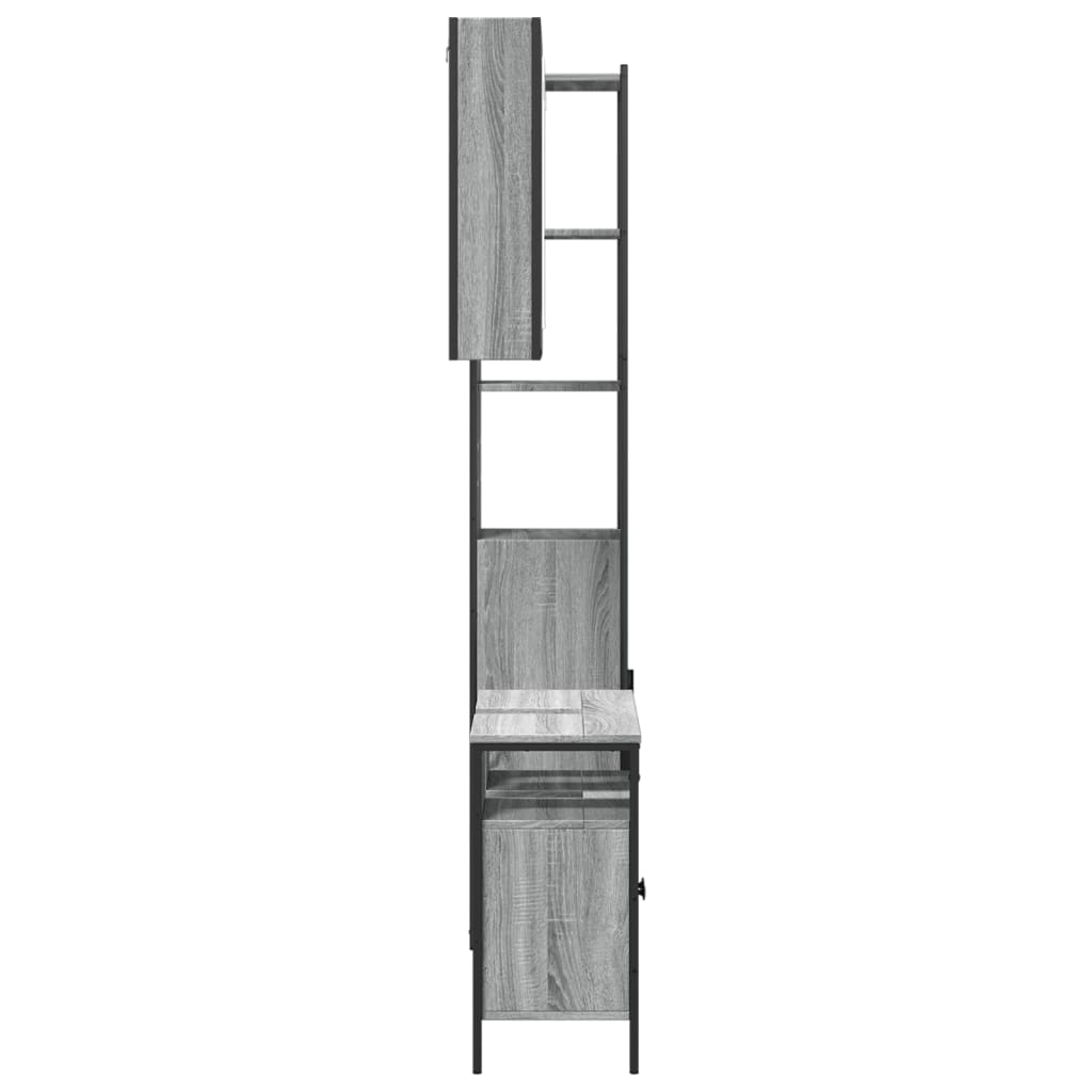 vidaXL 3 Piece Bathroom Cabinet Set Grey Sonoma Engineered Wood