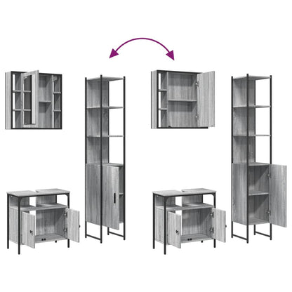 vidaXL 3 Piece Bathroom Cabinet Set Grey Sonoma Engineered Wood