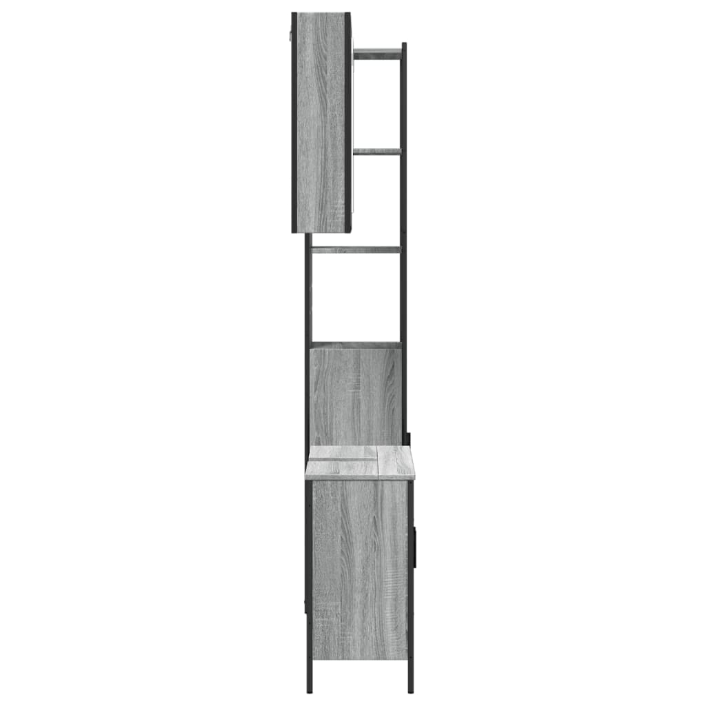 vidaXL 3 Piece Bathroom Cabinet Set Grey Sonoma Engineered Wood