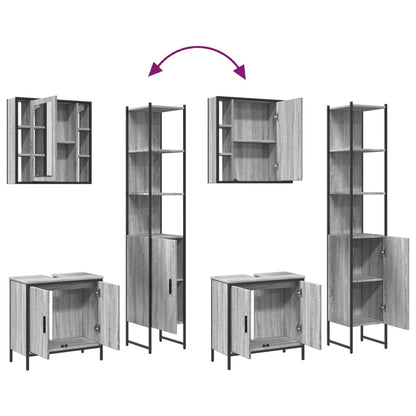 vidaXL 3 Piece Bathroom Cabinet Set Grey Sonoma Engineered Wood