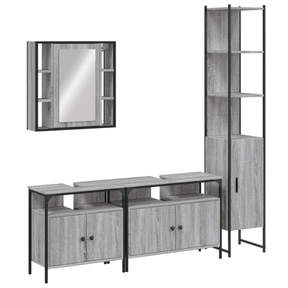 vidaXL 4 Piece Bathroom Cabinet Set Grey Sonoma Engineered Wood