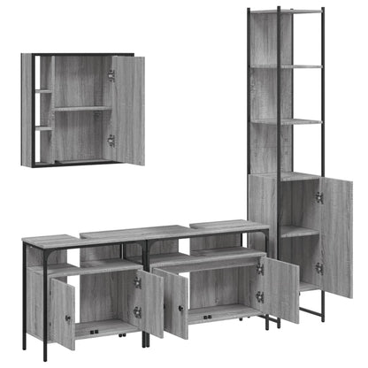 vidaXL 4 Piece Bathroom Cabinet Set Grey Sonoma Engineered Wood