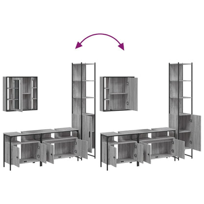 vidaXL 4 Piece Bathroom Cabinet Set Grey Sonoma Engineered Wood