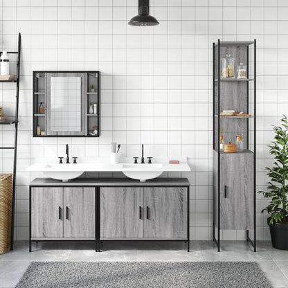 vidaXL 4 Piece Bathroom Cabinet Set Grey Sonoma Engineered Wood