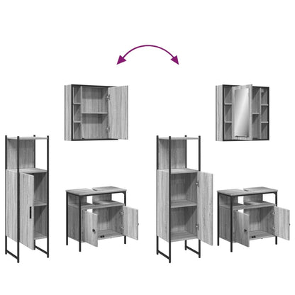 vidaXL 3 Piece Bathroom Cabinet Set Grey Sonoma Engineered Wood