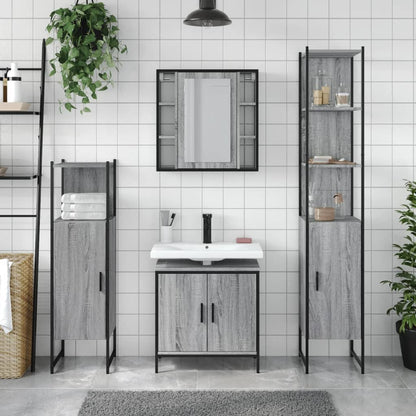 vidaXL 4 Piece Bathroom Cabinet Set Grey Sonoma Engineered Wood