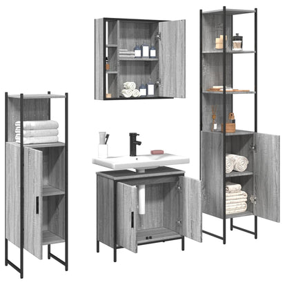 vidaXL 4 Piece Bathroom Cabinet Set Grey Sonoma Engineered Wood