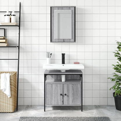 vidaXL 2 Piece Bathroom Furniture Set Grey Sonoma Engineered Wood