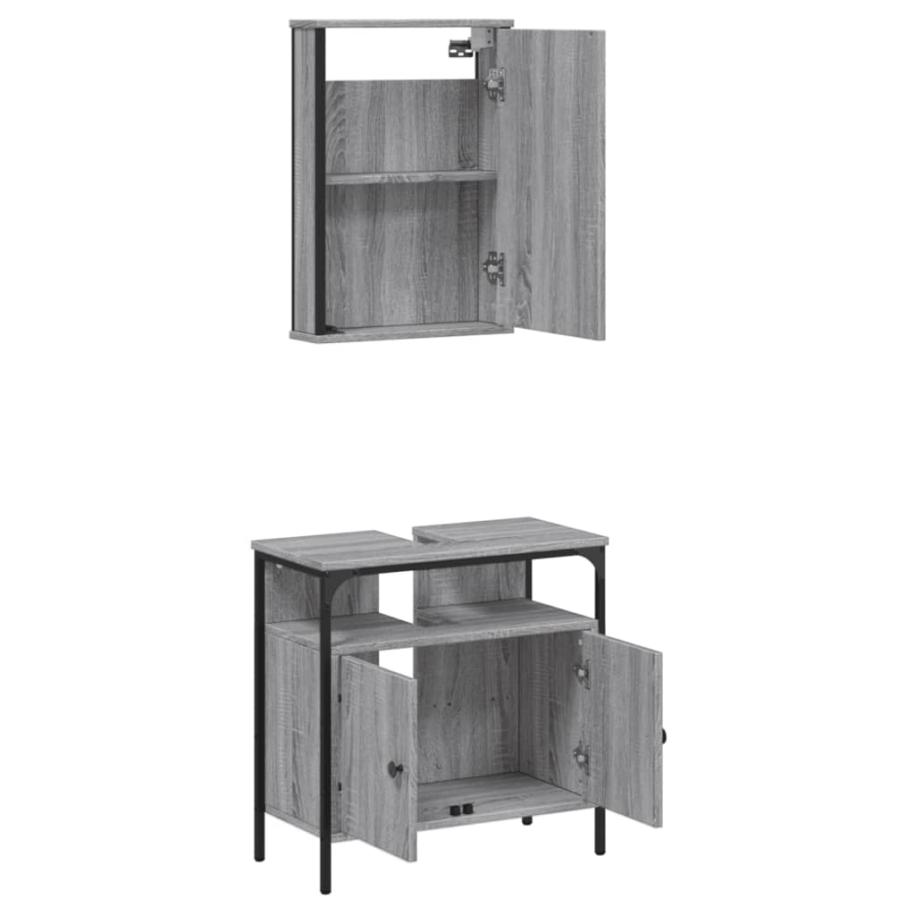 vidaXL 2 Piece Bathroom Furniture Set Grey Sonoma Engineered Wood