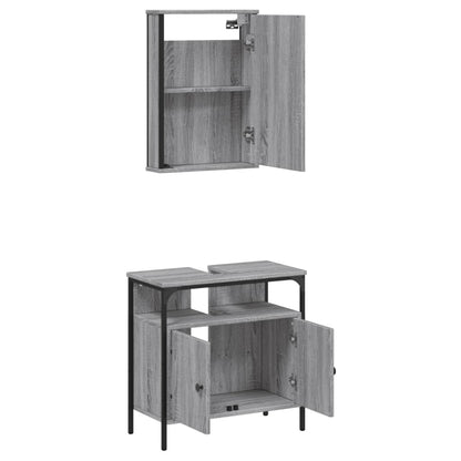 vidaXL 2 Piece Bathroom Furniture Set Grey Sonoma Engineered Wood