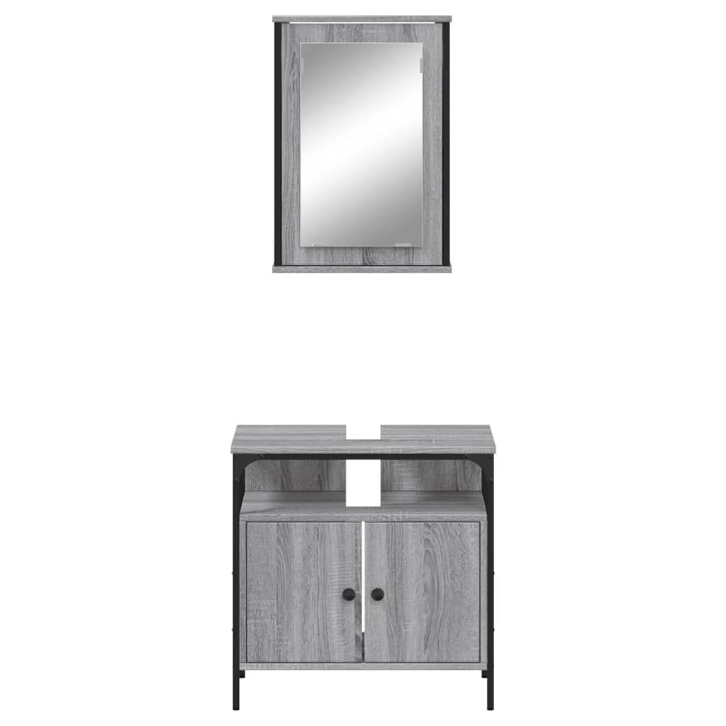 vidaXL 2 Piece Bathroom Furniture Set Grey Sonoma Engineered Wood