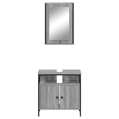 vidaXL 2 Piece Bathroom Furniture Set Grey Sonoma Engineered Wood