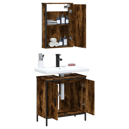vidaXL 2 Piece Bathroom Furniture Set Smoked Oak Engineered Wood