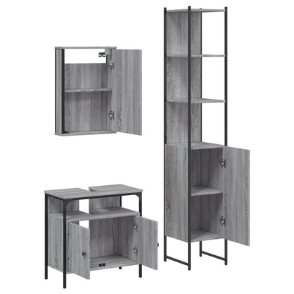 vidaXL 3 Piece Bathroom Furniture Set Grey Sonoma Engineered Wood