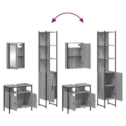vidaXL 3 Piece Bathroom Furniture Set Grey Sonoma Engineered Wood