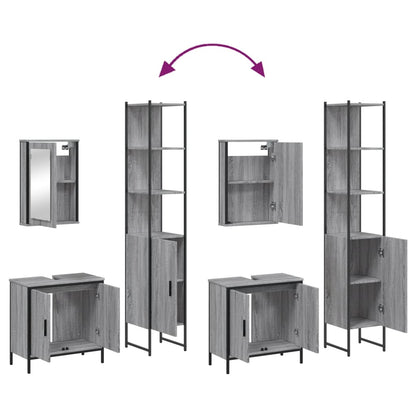 vidaXL 3 Piece Bathroom Furniture Set Grey Sonoma Engineered Wood