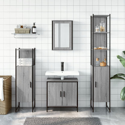 vidaXL 4 Piece Bathroom Furniture Set Grey Sonoma Engineered Wood