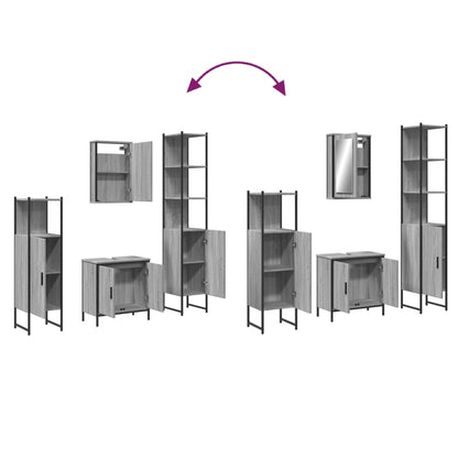 vidaXL 4 Piece Bathroom Furniture Set Grey Sonoma Engineered Wood