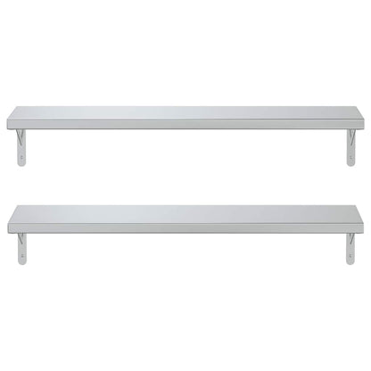 vidaXL Wall Shelves 2 pcs 100x23.5 cm Silver Stainless Steel