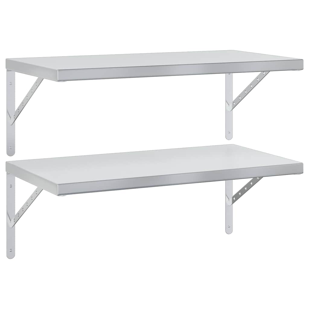 vidaXL Wall Shelves 2 pcs 75x40 cm Silver Stainless Steel
