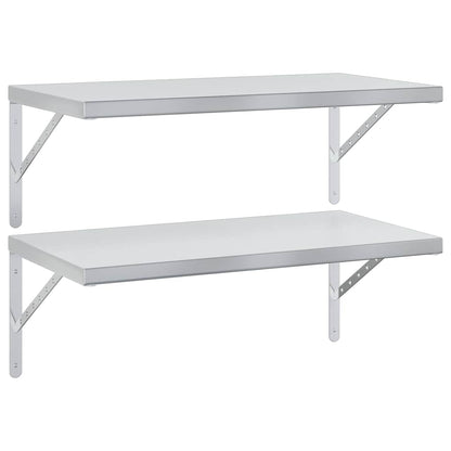 vidaXL Wall Shelves 2 pcs 75x40 cm Silver Stainless Steel
