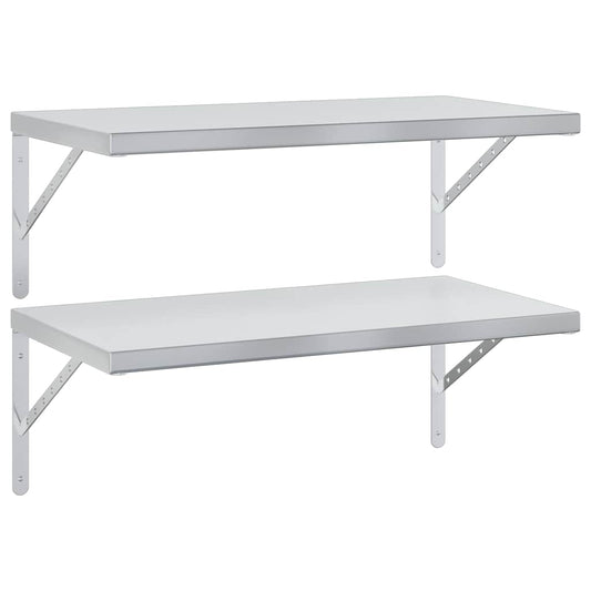 vidaXL Wall Shelves 2 pcs 75x40 cm Silver Stainless Steel