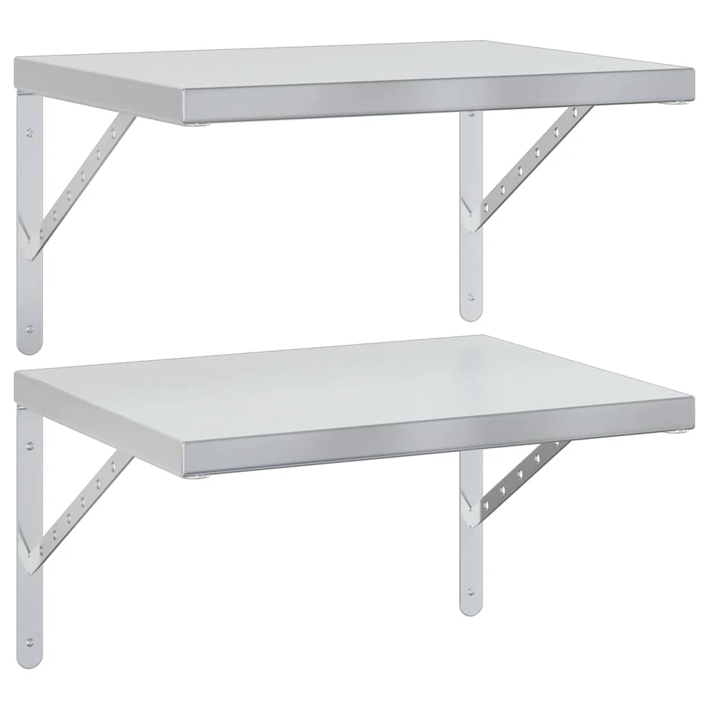 vidaXL Wall Shelves 2 pcs 50x40 cm Silver Stainless Steel