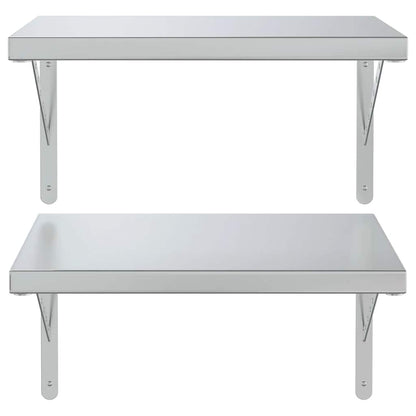 vidaXL Wall Shelves 2 pcs 50x40 cm Silver Stainless Steel