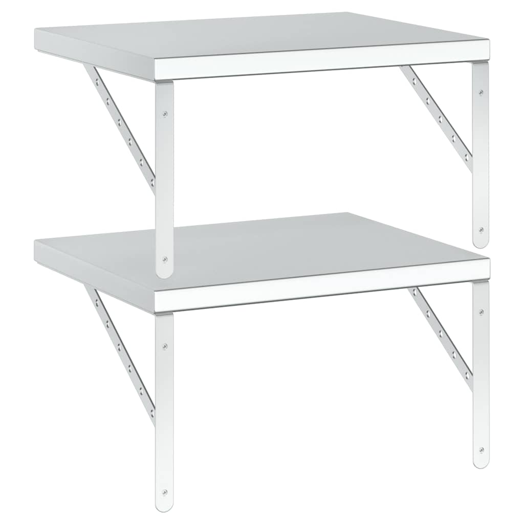 vidaXL Wall Shelves 2 pcs 50x40 cm Silver Stainless Steel