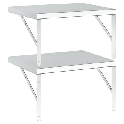 vidaXL Wall Shelves 2 pcs 50x40 cm Silver Stainless Steel