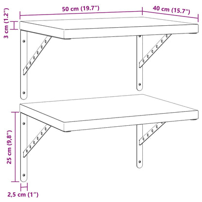 vidaXL Wall Shelves 2 pcs 50x40 cm Silver Stainless Steel