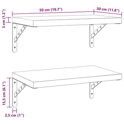 vidaXL Wall Shelves 2 pcs 50x30 cm Silver Stainless Steel