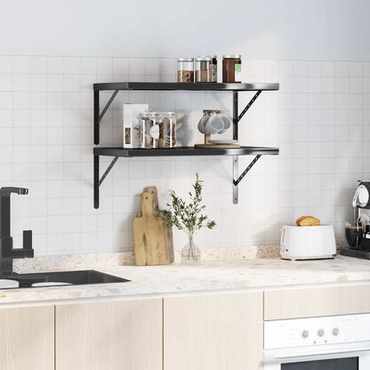 vidaXL Wall Shelves 2 pcs 75x40 cm Black Stainless Steel