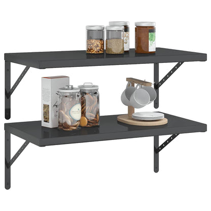 vidaXL Wall Shelves 2 pcs 75x40 cm Black Stainless Steel