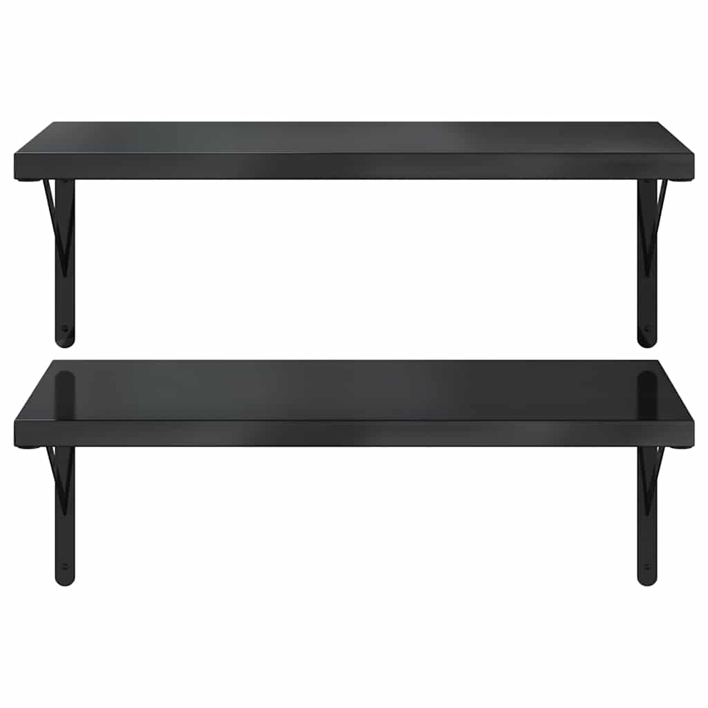 vidaXL Wall Shelves 2 pcs 75x40 cm Black Stainless Steel