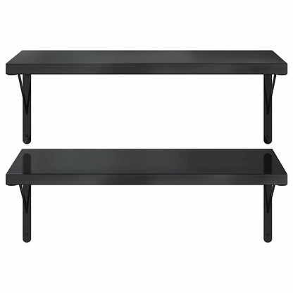vidaXL Wall Shelves 2 pcs 75x40 cm Black Stainless Steel