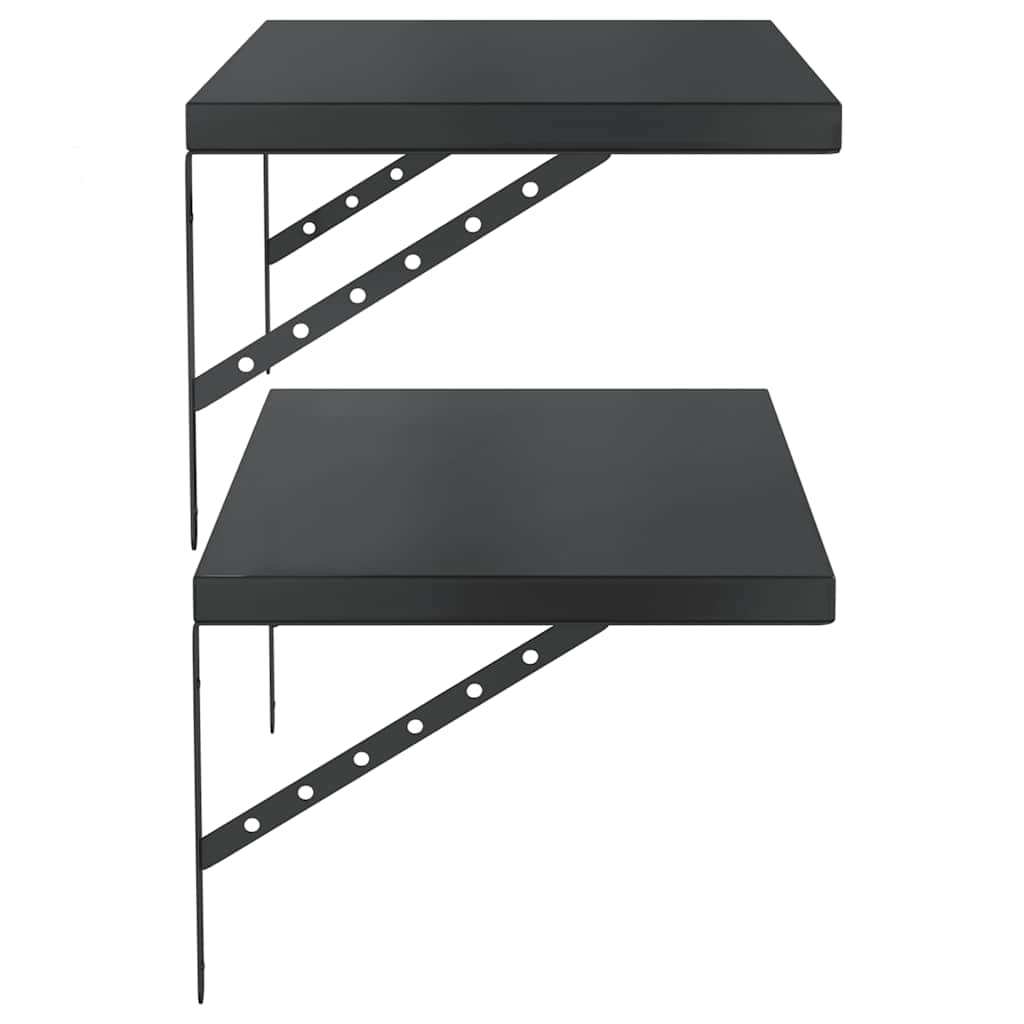 vidaXL Wall Shelves 2 pcs 75x40 cm Black Stainless Steel