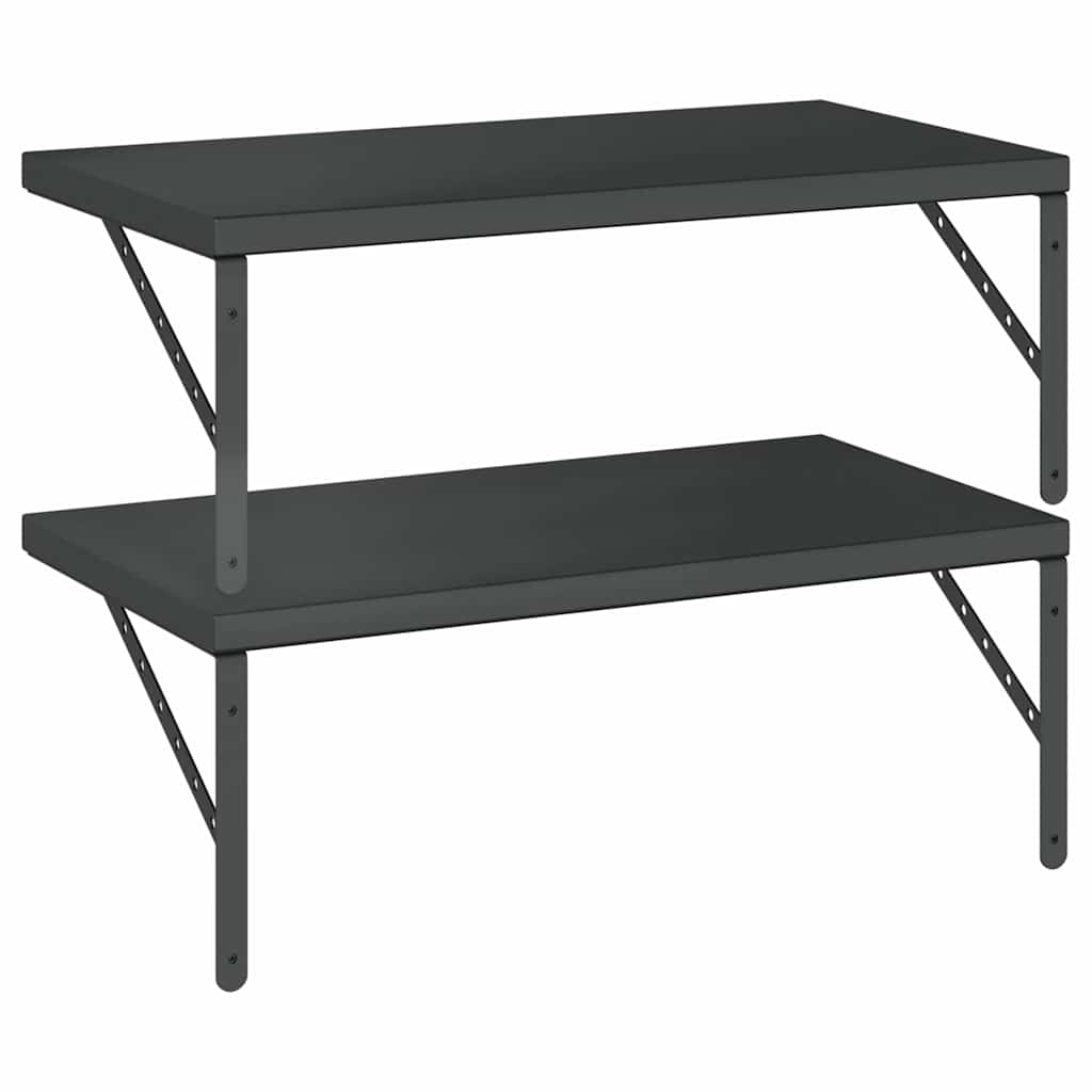 vidaXL Wall Shelves 2 pcs 75x40 cm Black Stainless Steel