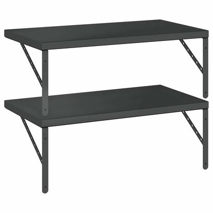 vidaXL Wall Shelves 2 pcs 75x40 cm Black Stainless Steel