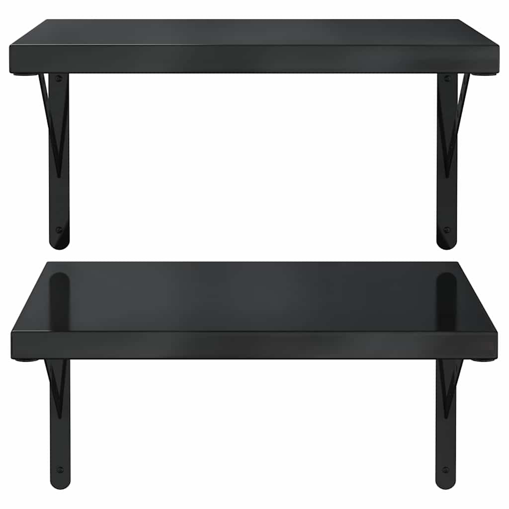 vidaXL Wall Shelves 2 pcs 50x40 cm Black Stainless Steel
