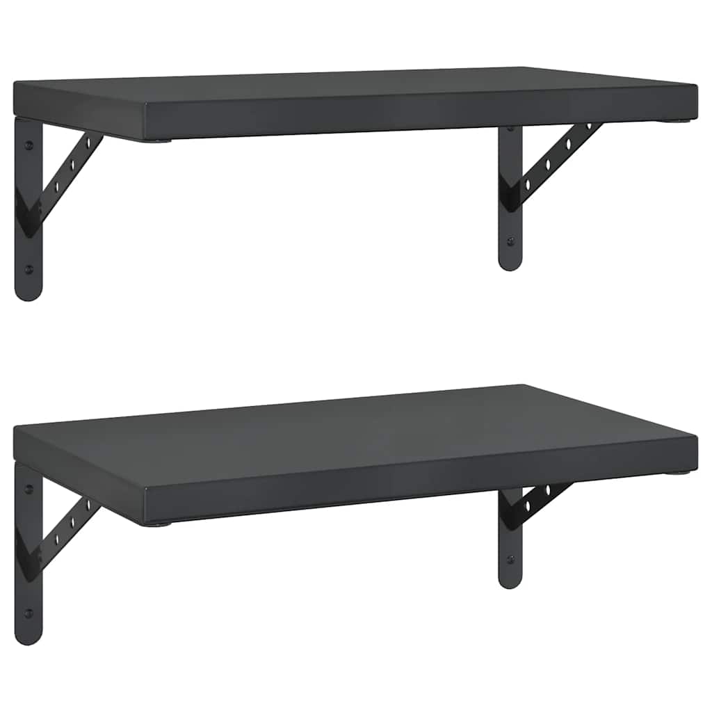 vidaXL Wall Shelves 2 pcs 50x30 cm Black Stainless Steel