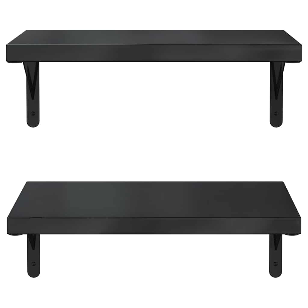 vidaXL Wall Shelves 2 pcs 50x30 cm Black Stainless Steel