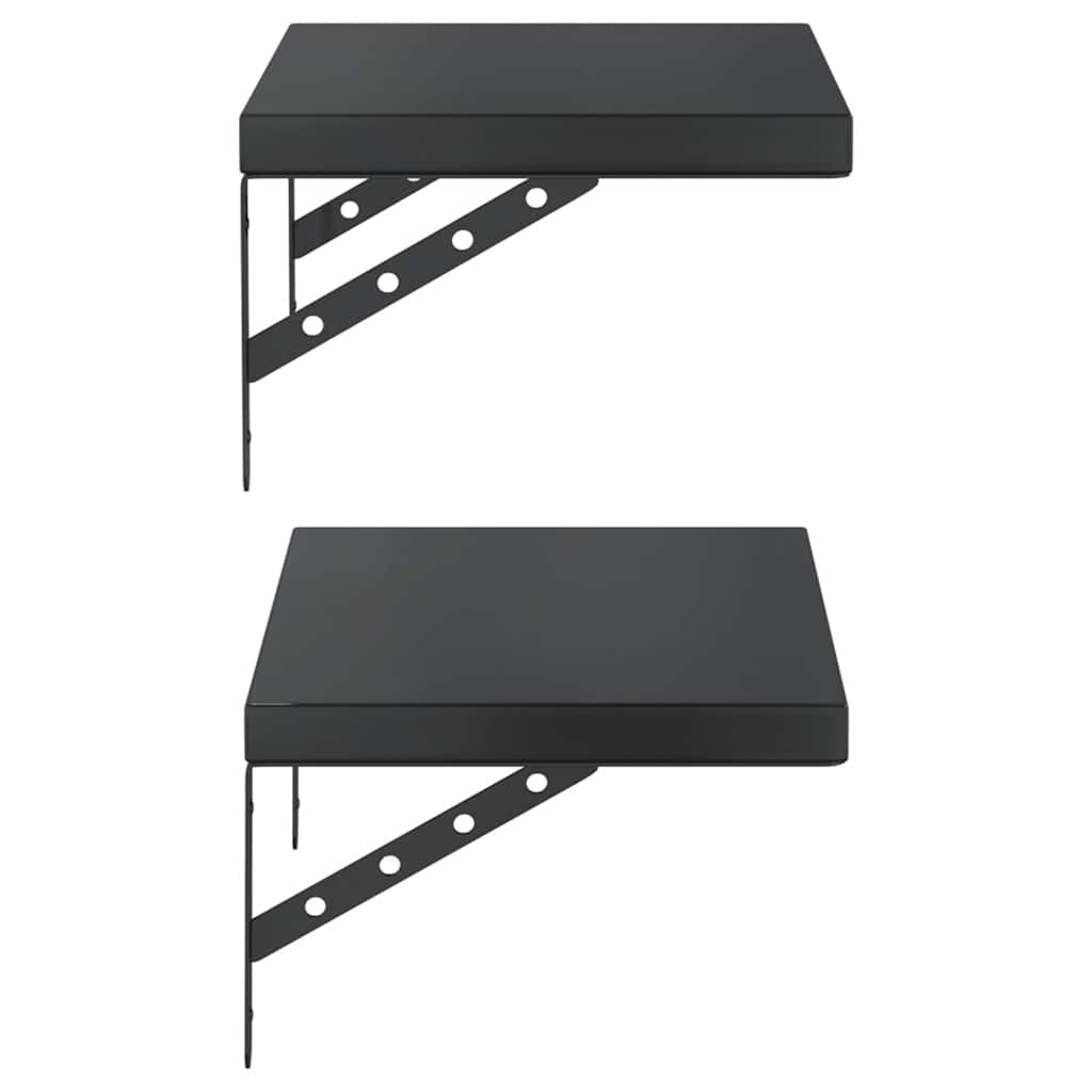 vidaXL Wall Shelves 2 pcs 50x30 cm Black Stainless Steel