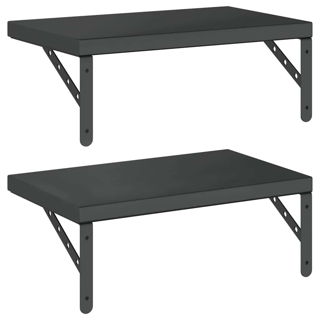 vidaXL Wall Shelves 2 pcs 50x30 cm Black Stainless Steel
